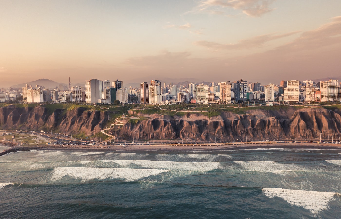 The coast and city of Lima, Peru